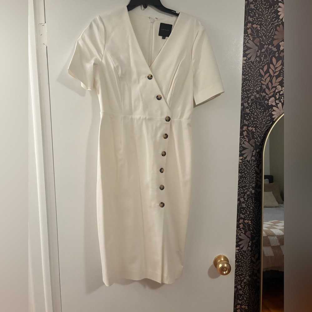 Alex Marie Cream Midi Dress with Button Detail